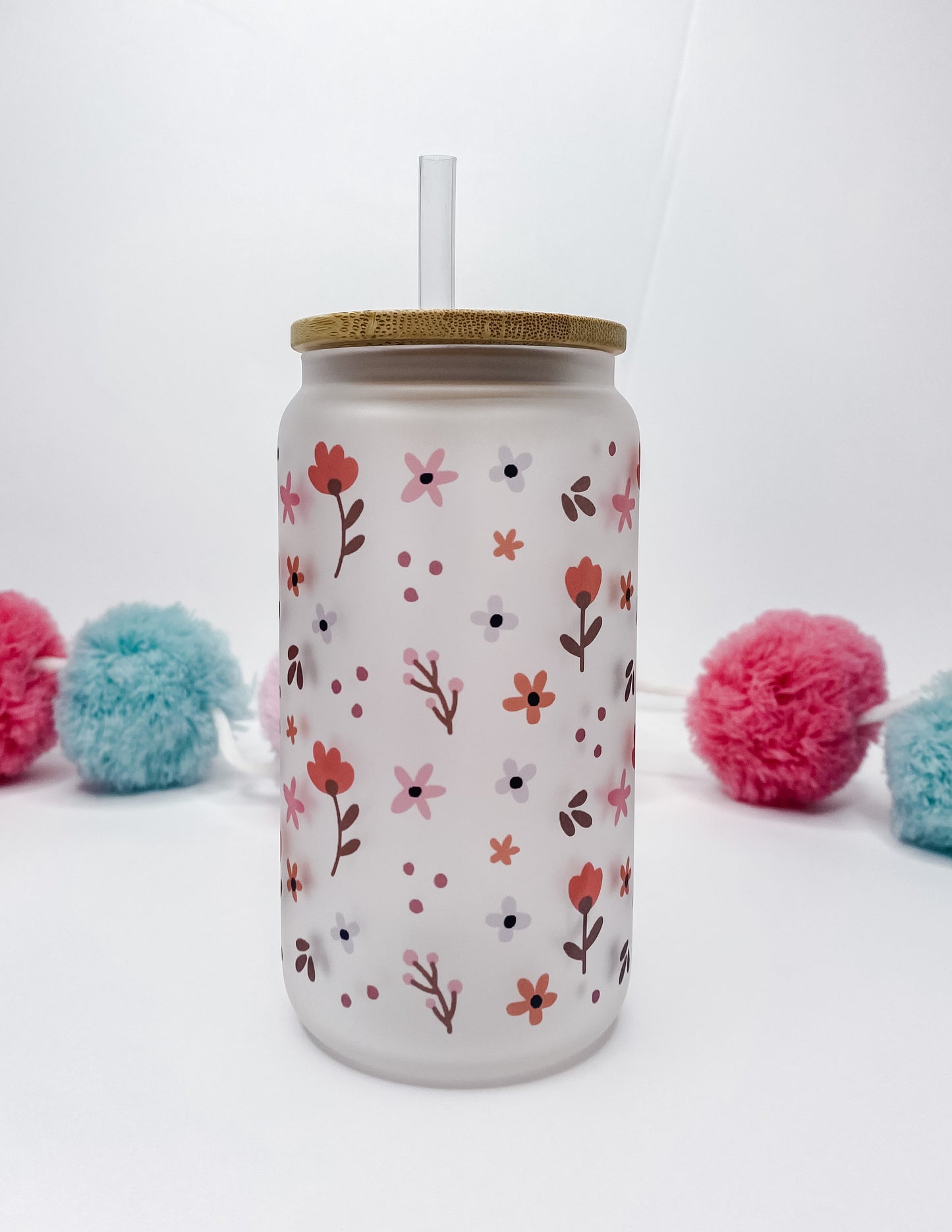 Cutesie Floral Glass Can