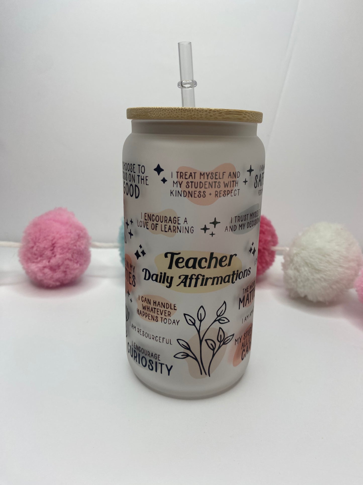 Teacher Affirmation Glass Can