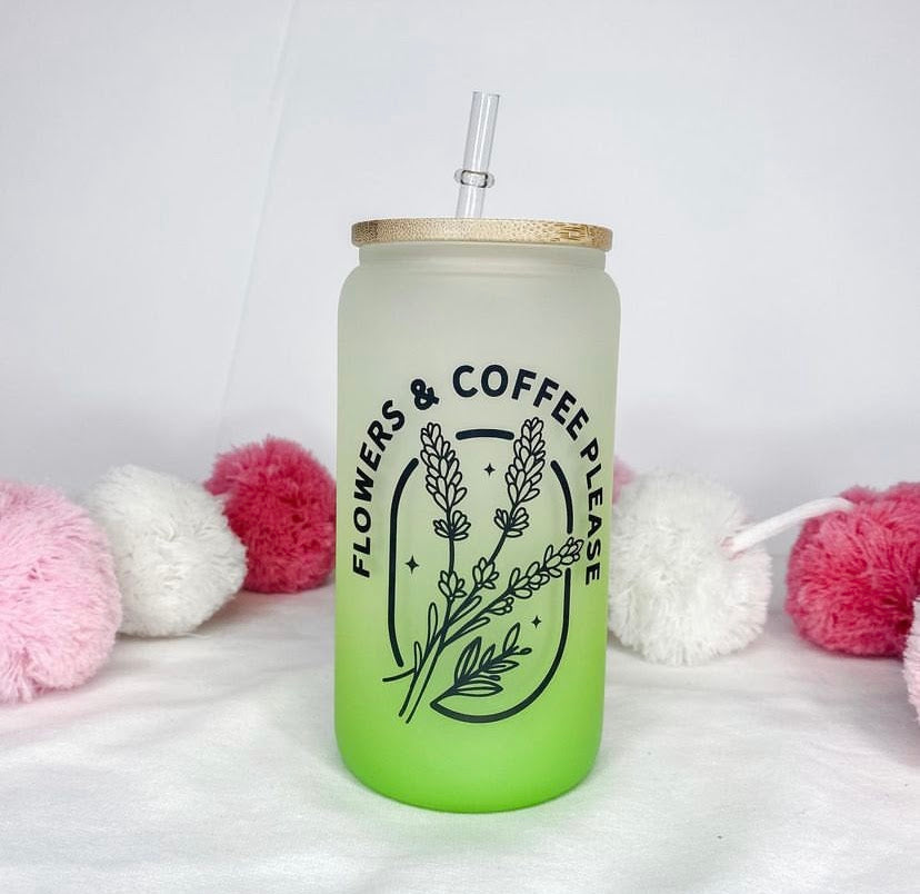 Flowers & Coffee Glass Can