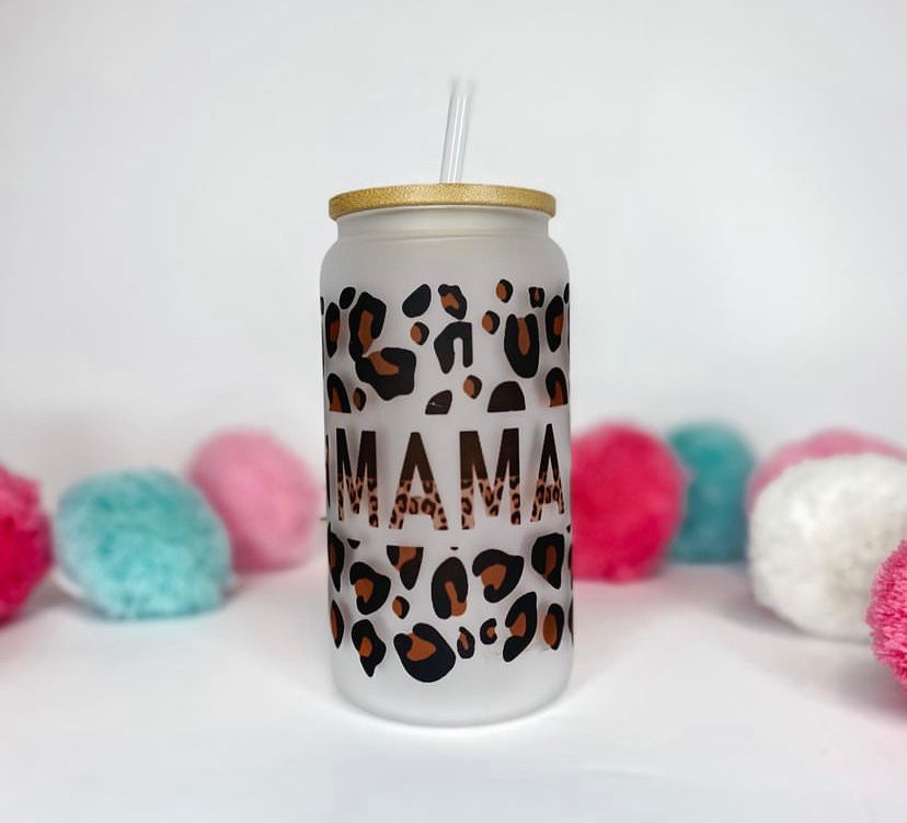 Leopard Mama Glass Can