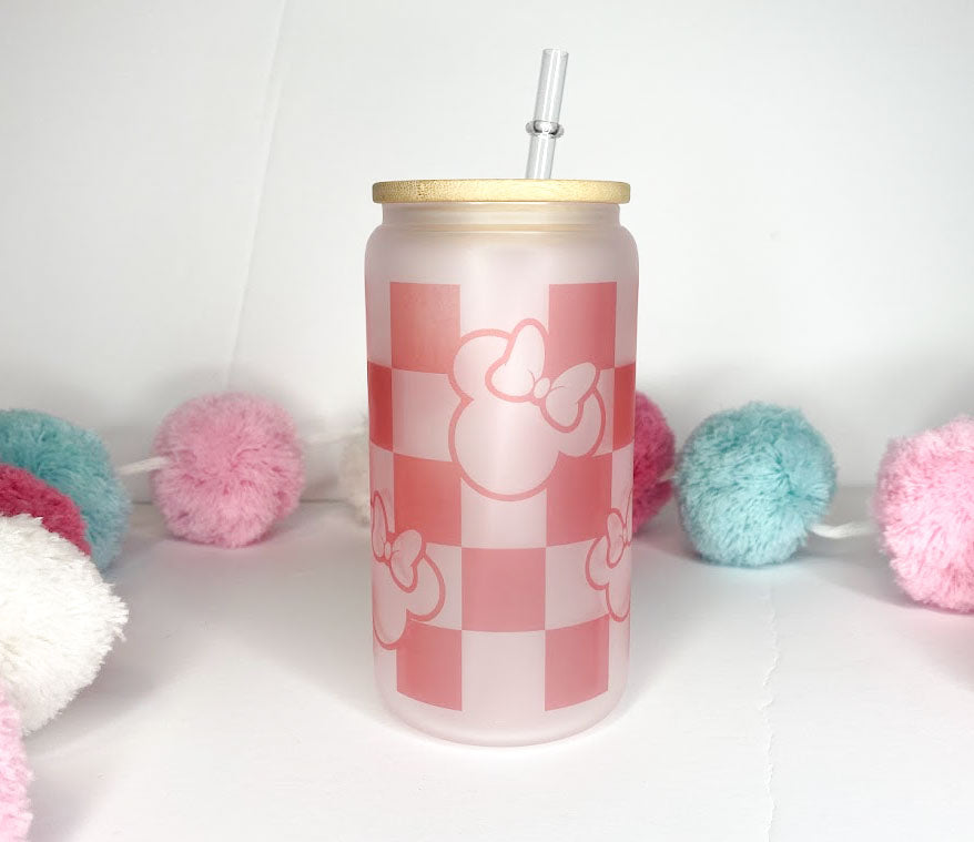 Checkered Mouse Glass Can