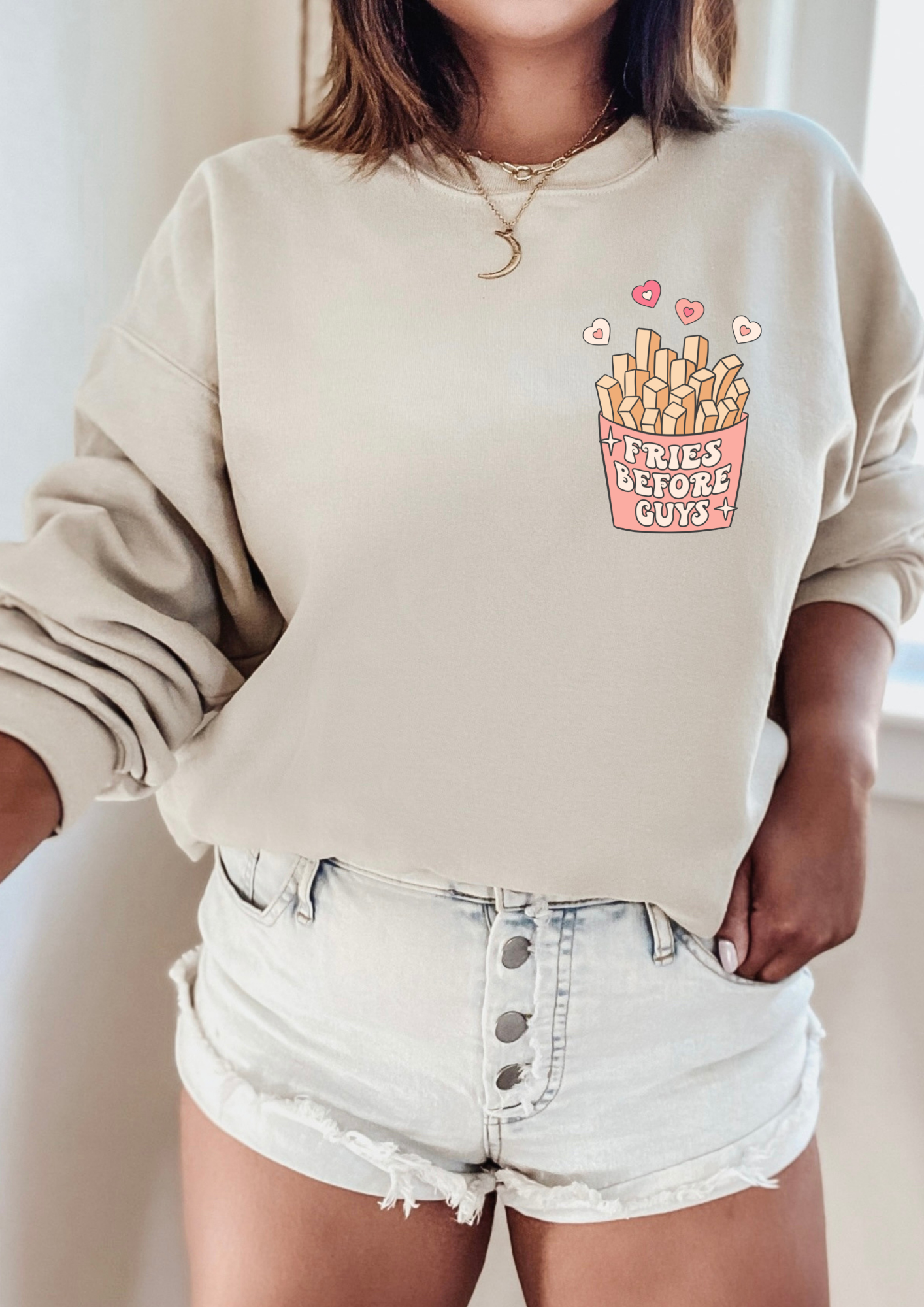 Fries Before Guys Crewneck Sweater