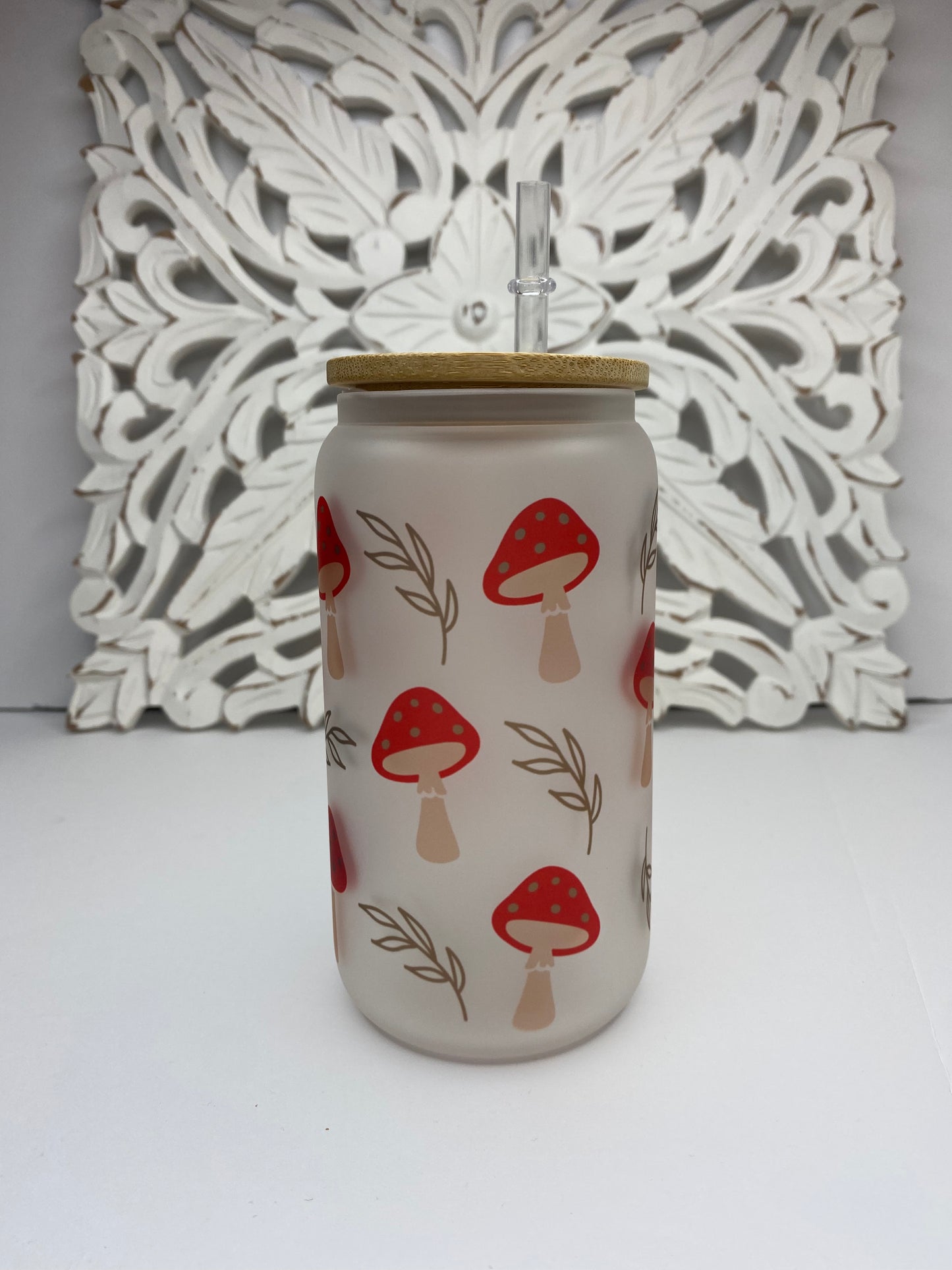 Mushrooms Glass Can