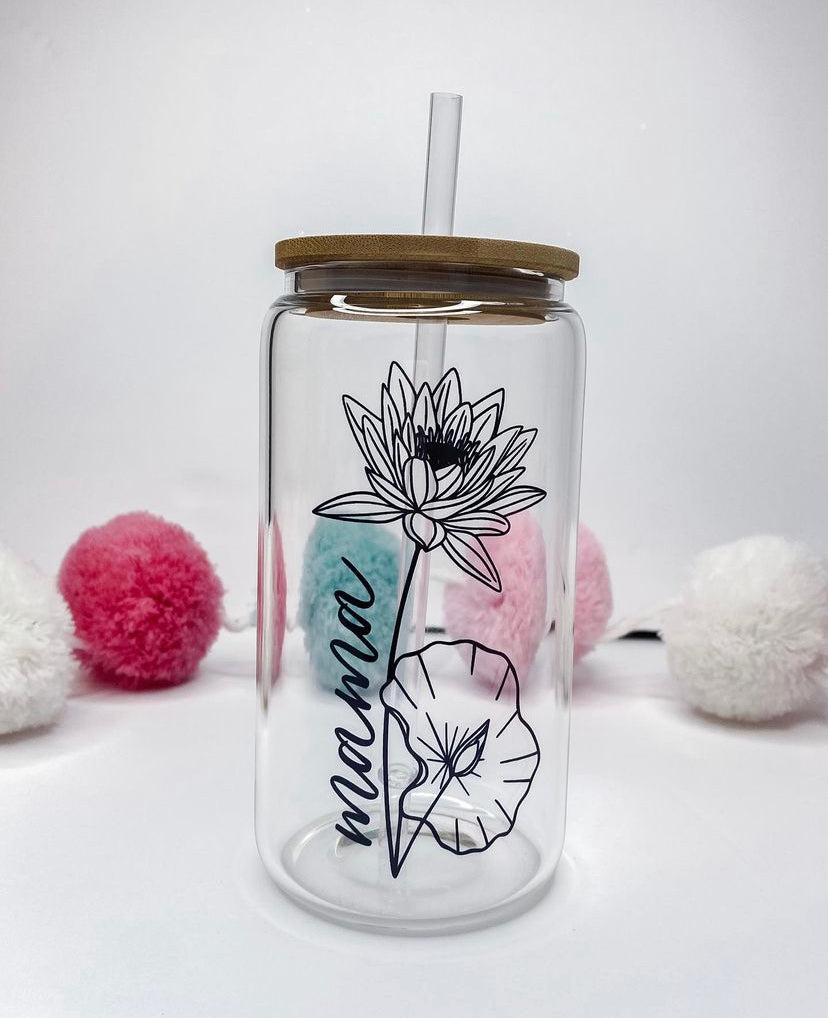 Birth Flower Glass Can