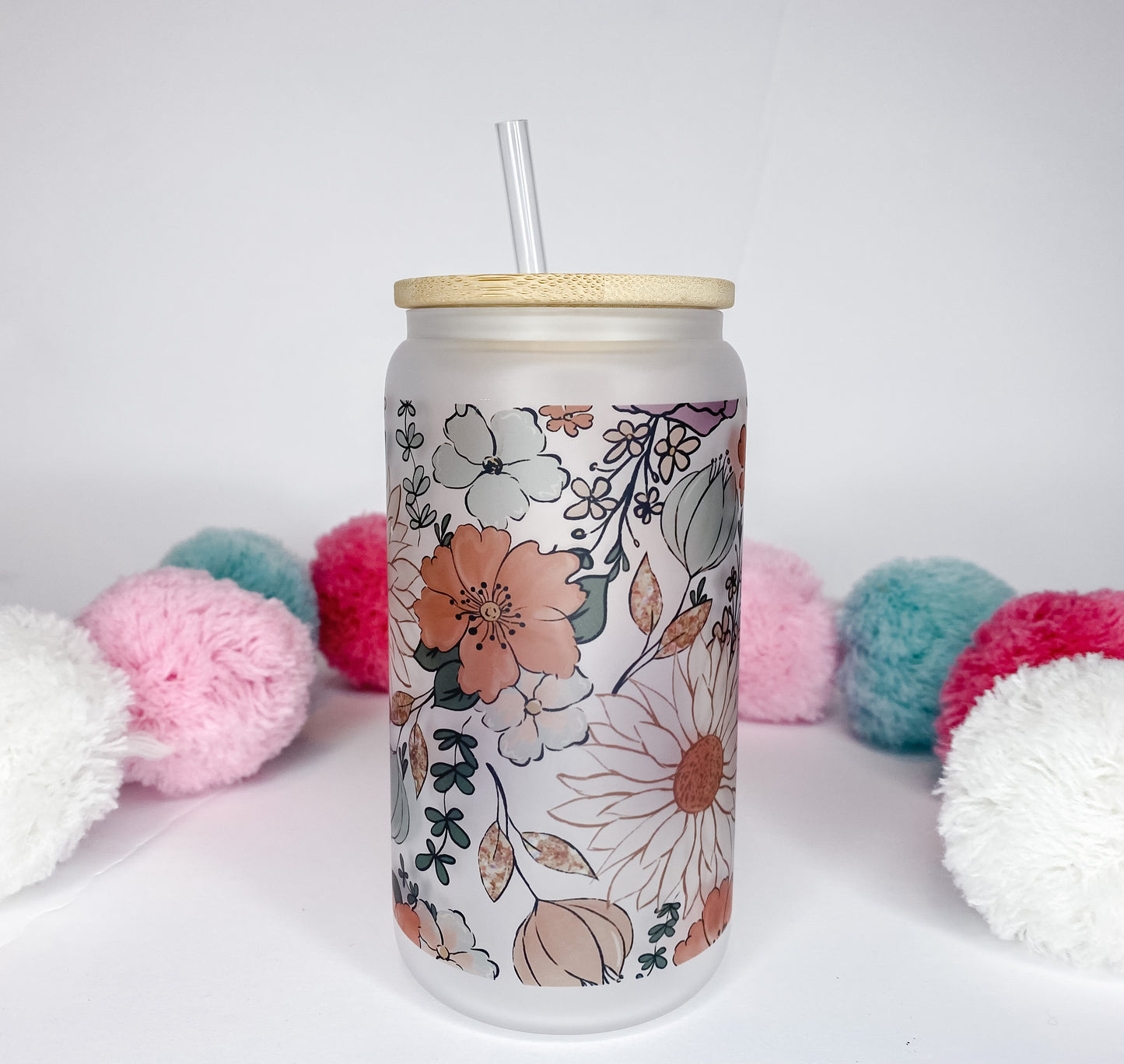Boho Bouquet Glass Can