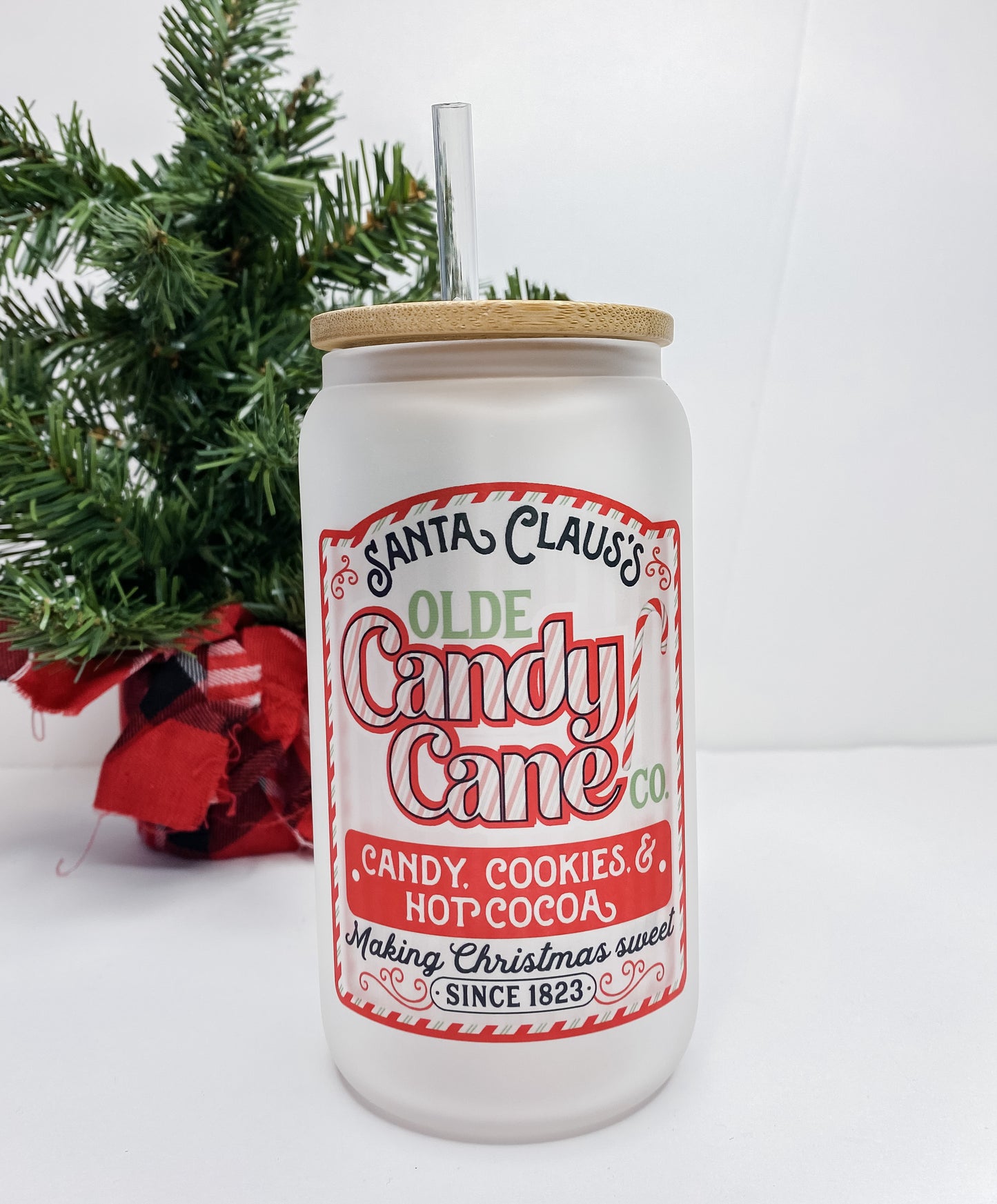 Candy Cane Glass Can
