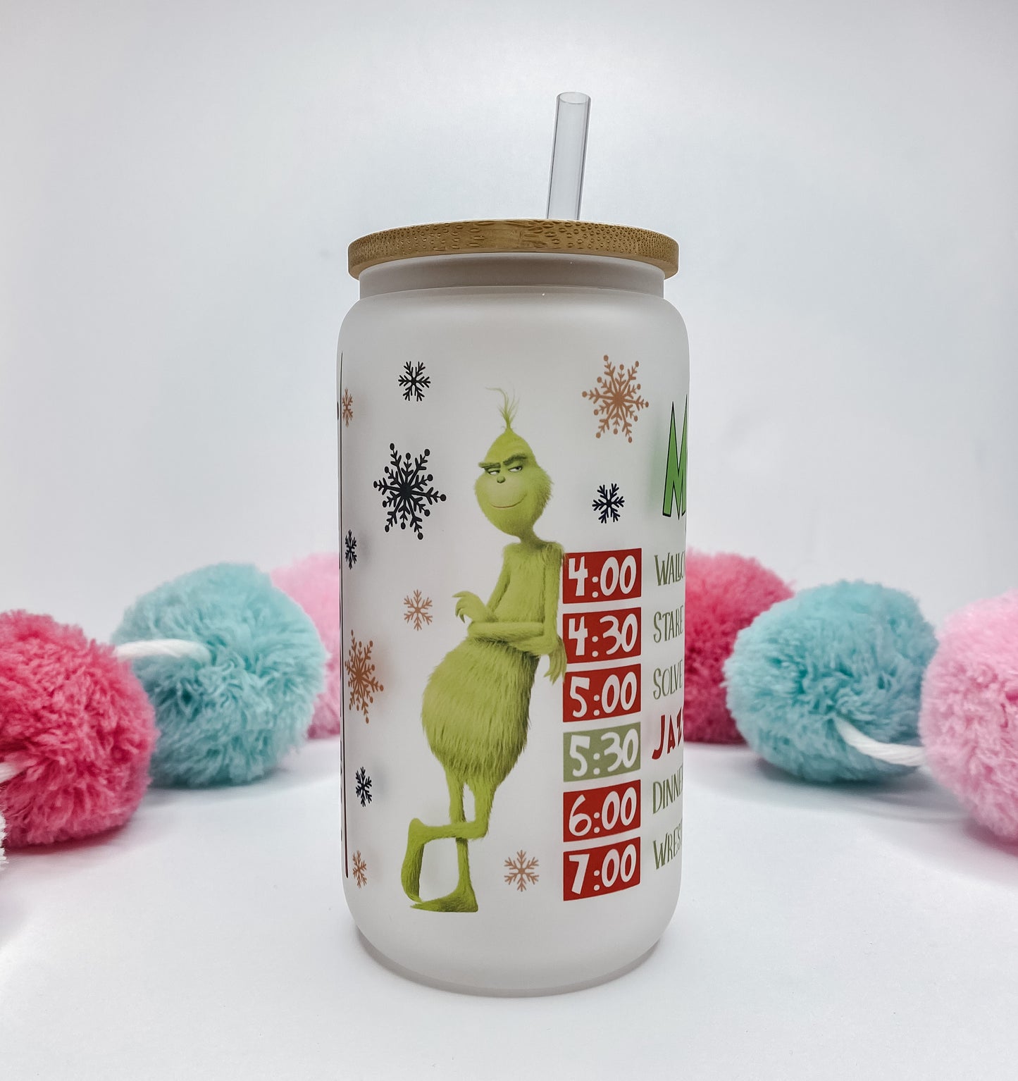 Grinch Glass Can