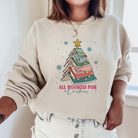 All Booked for Christmas Crewneck Sweater