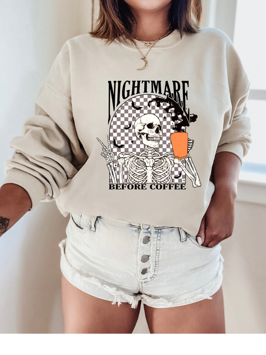 Nightmare Before Coffee Crewneck Sweater