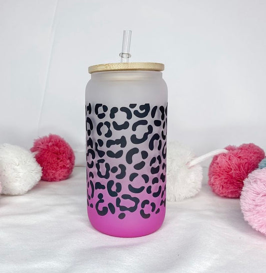 Leopard Wrap Glass Can