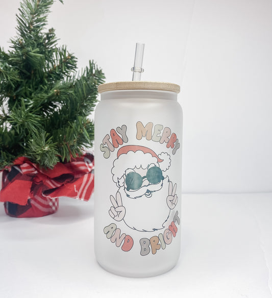 Stay Merry & Bright Glass Can