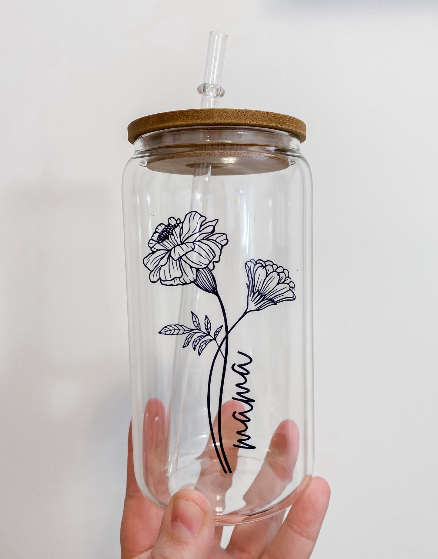 Birth Flower Glass Can