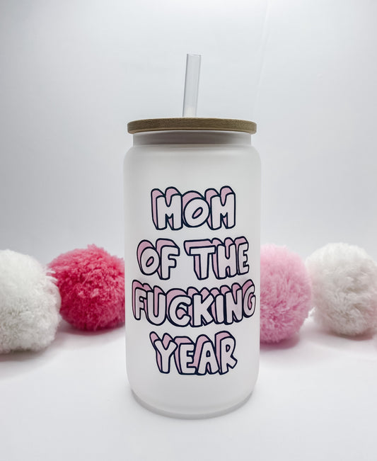 Mom of the Year Glass Can